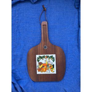 VTG 60’s 70’s Wooden Cheese Board MCM Wine Charcuterie Japan Orange Kitschy Wood